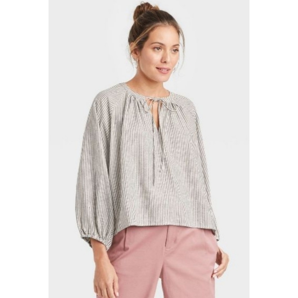 NEW A New Day Raglan Long Sleeve Tie-Front Top